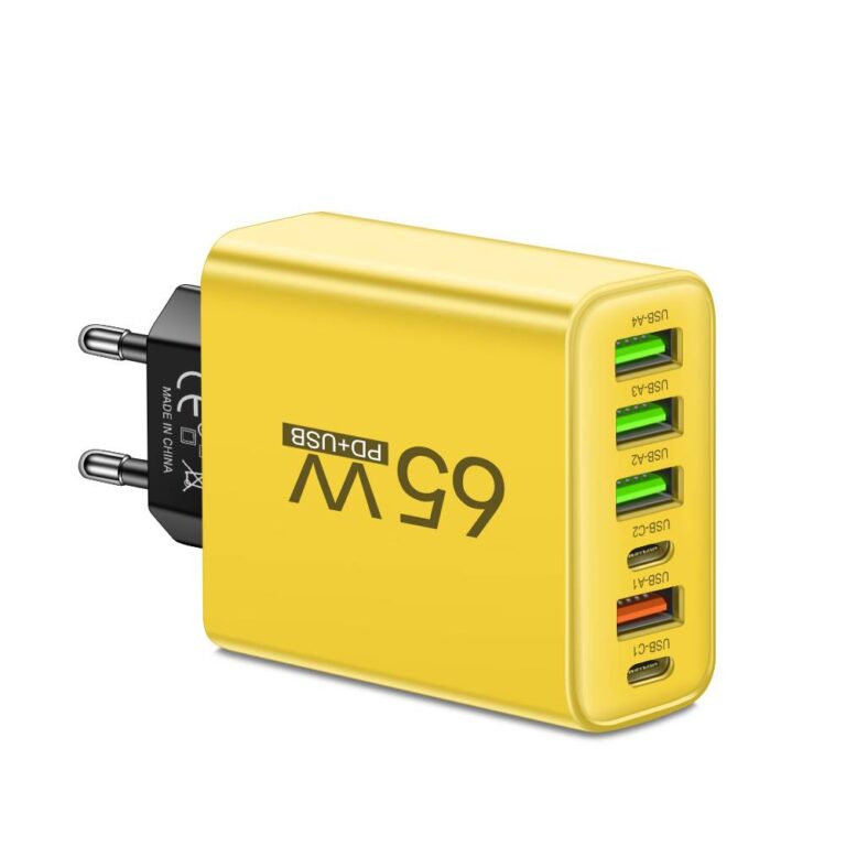 65W 6-in-1 Fast Charger – Charge Up to 6 Devices Simultaneously – Perfect for Home, Office, and Travel