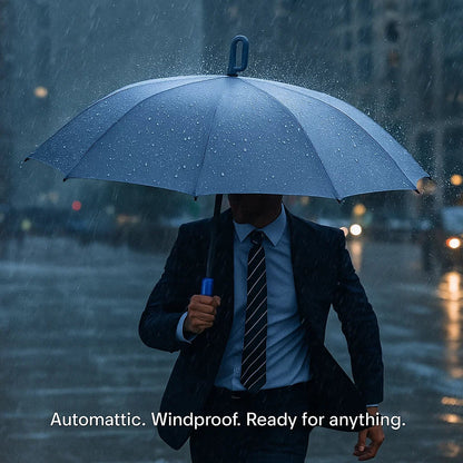 Automatic Folding Umbrella with Large Buckle Handle – Wind-Resistant & Compact