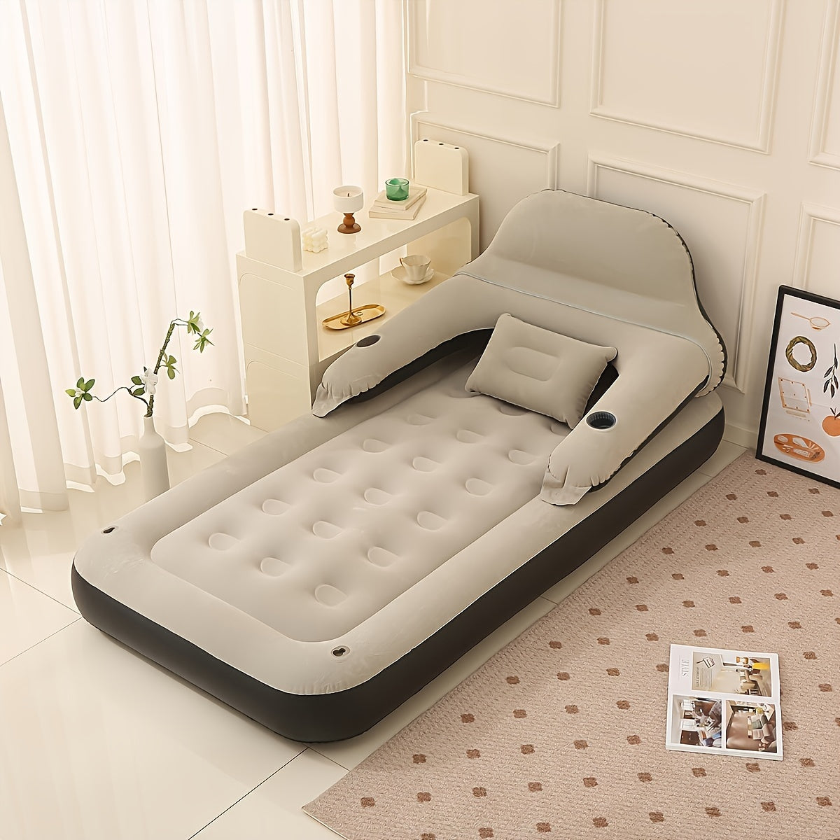 Inflatable Mattress with Integrated Pump – Comfortable Sleep and Back Support