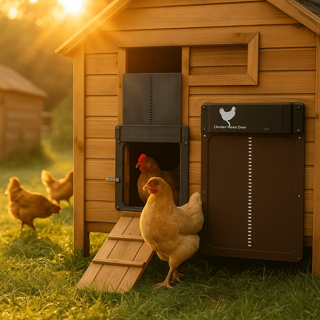 Smart Coop Guardian Door with Light Activation & Security Features