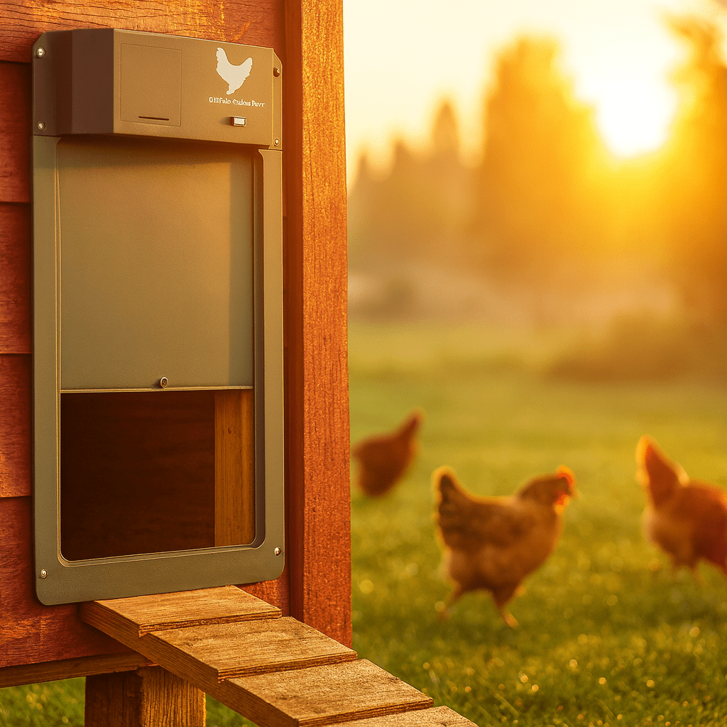 Smart Coop Guardian Door with Light Activation & Security Features