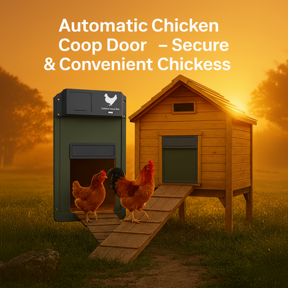 Smart Coop Guardian Door with Light Activation & Security Features