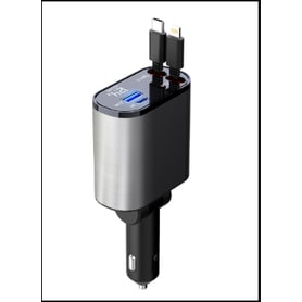 SmartDrive Recharge: Fast Dual USB Car Charger with Auto-Retract