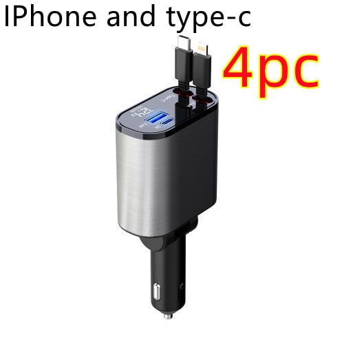 SmartDrive Recharge: Fast Dual USB Car Charger with Auto-Retract
