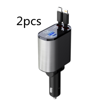 SmartDrive Recharge: Fast Dual USB Car Charger with Auto-Retract