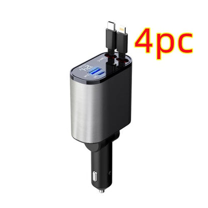 SmartDrive Recharge: Fast Dual USB Car Charger with Auto-Retract
