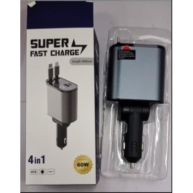 SmartDrive Recharge: Fast Dual USB Car Charger with Auto-Retract
