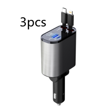 SmartDrive Recharge: Fast Dual USB Car Charger with Auto-Retract