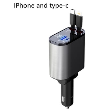SmartDrive Recharge: Fast Dual USB Car Charger with Auto-Retract
