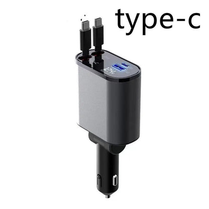 SmartDrive Recharge: Fast Dual USB Car Charger with Auto-Retract