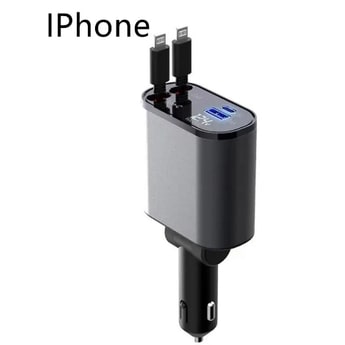 SmartDrive Recharge: Fast Dual USB Car Charger with Auto-Retract