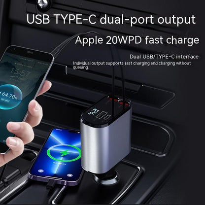 SmartDrive Recharge: Fast Dual USB Car Charger with Auto-Retract