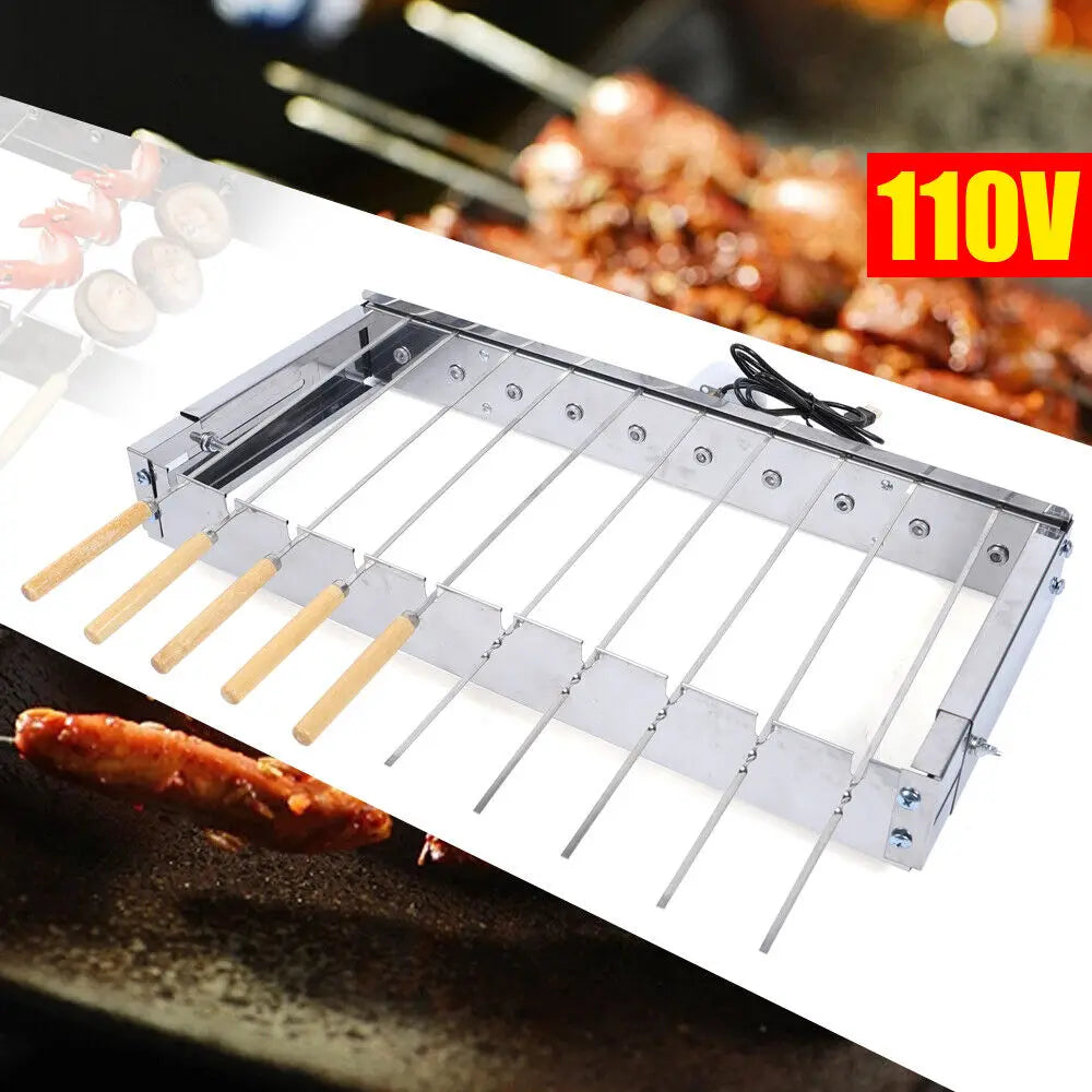 Stainless Steel BBQ Skewers Set with Automatic Rotating Rotisserie