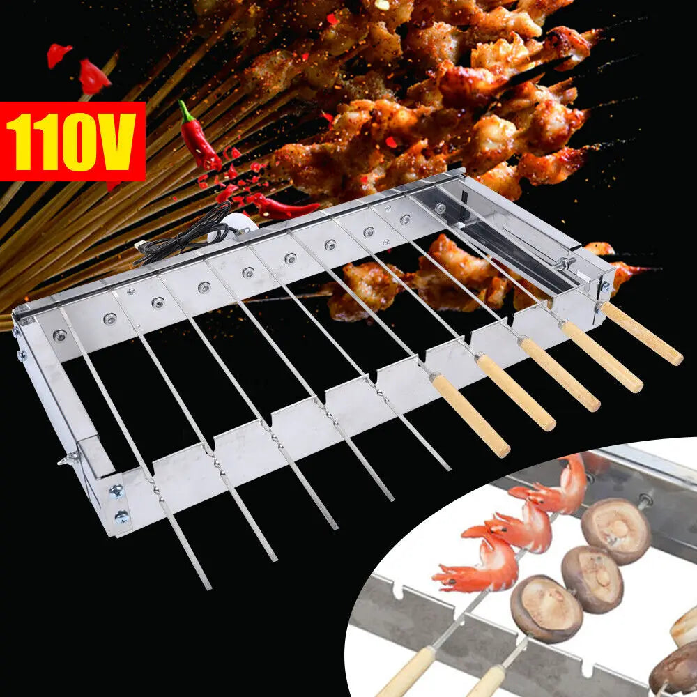 Stainless Steel BBQ Skewers Set with Automatic Rotating Rotisserie