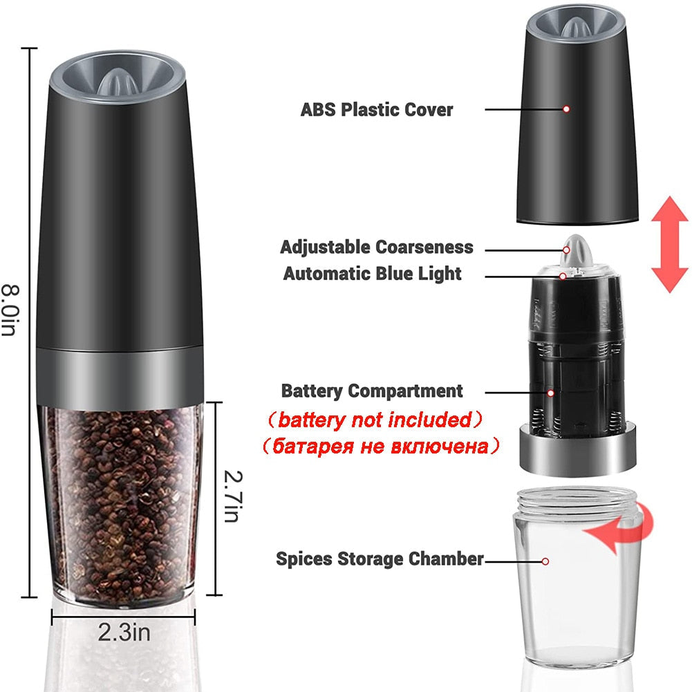 Adjustable Electric Spice Mill with LED Light - Automatic Grinder