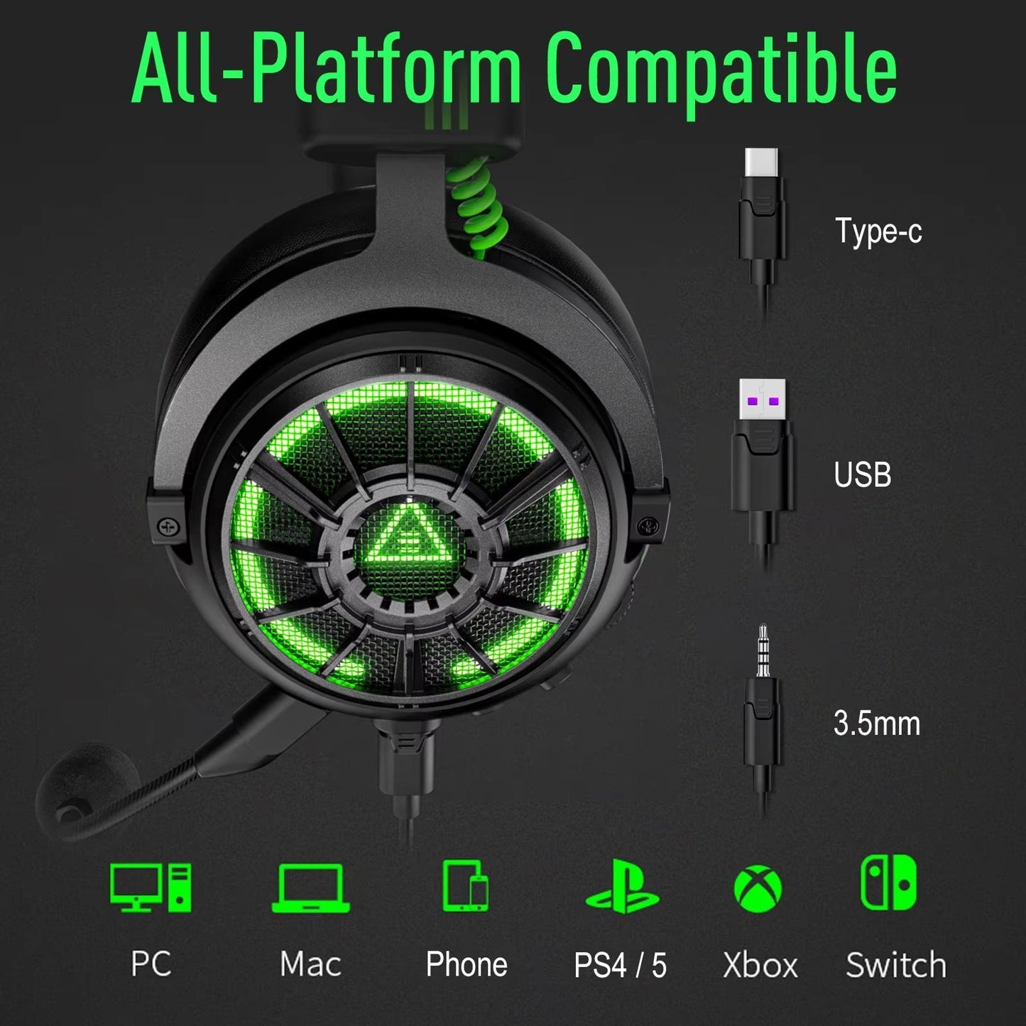 PC Gaming Headset Featuring 7.1 Surround Sound Audio