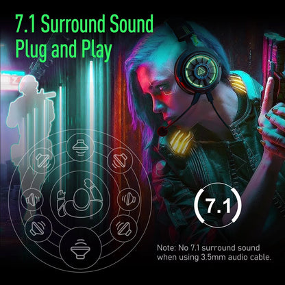 PC Gaming Headset Featuring 7.1 Surround Sound Audio