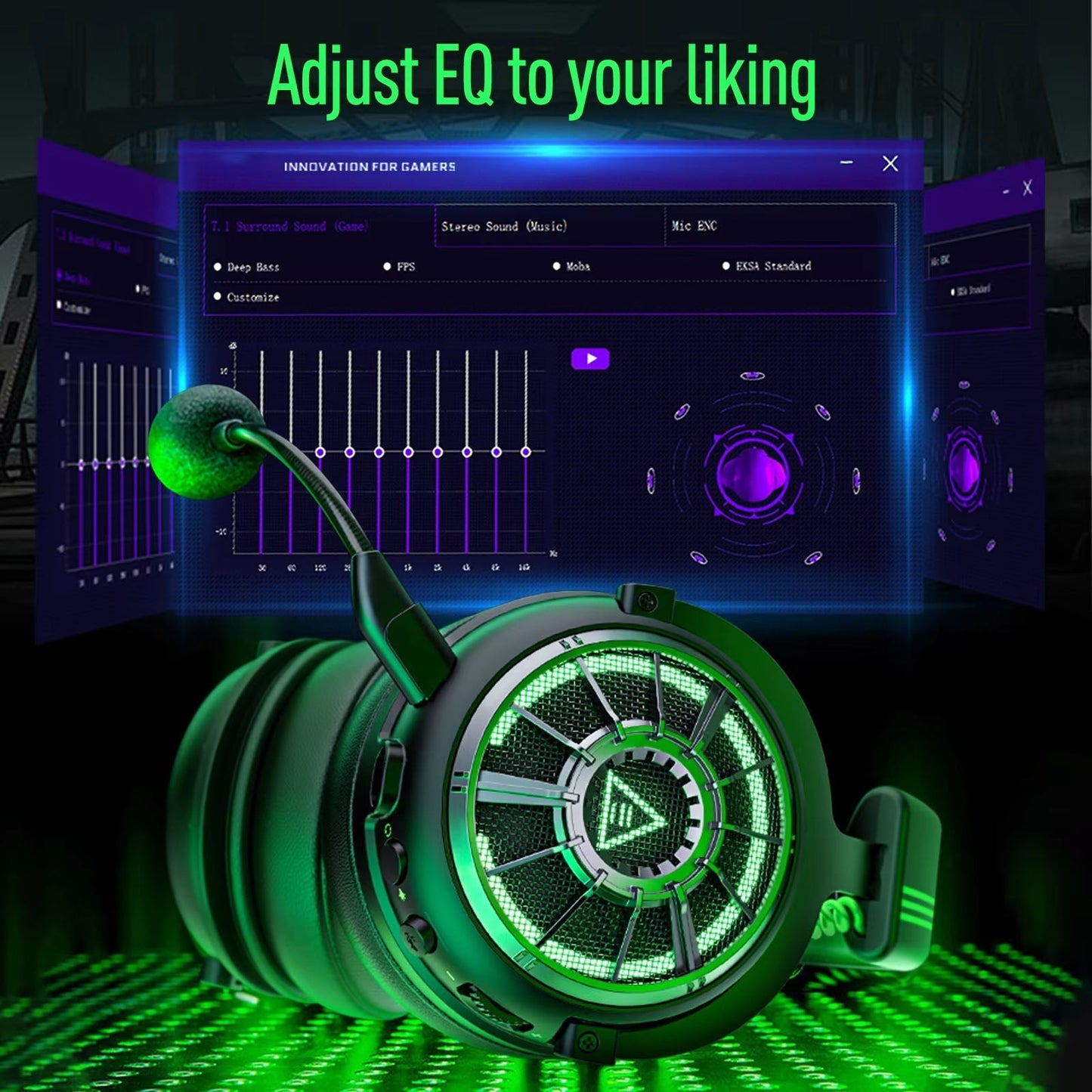 PC Gaming Headset Featuring 7.1 Surround Sound Audio