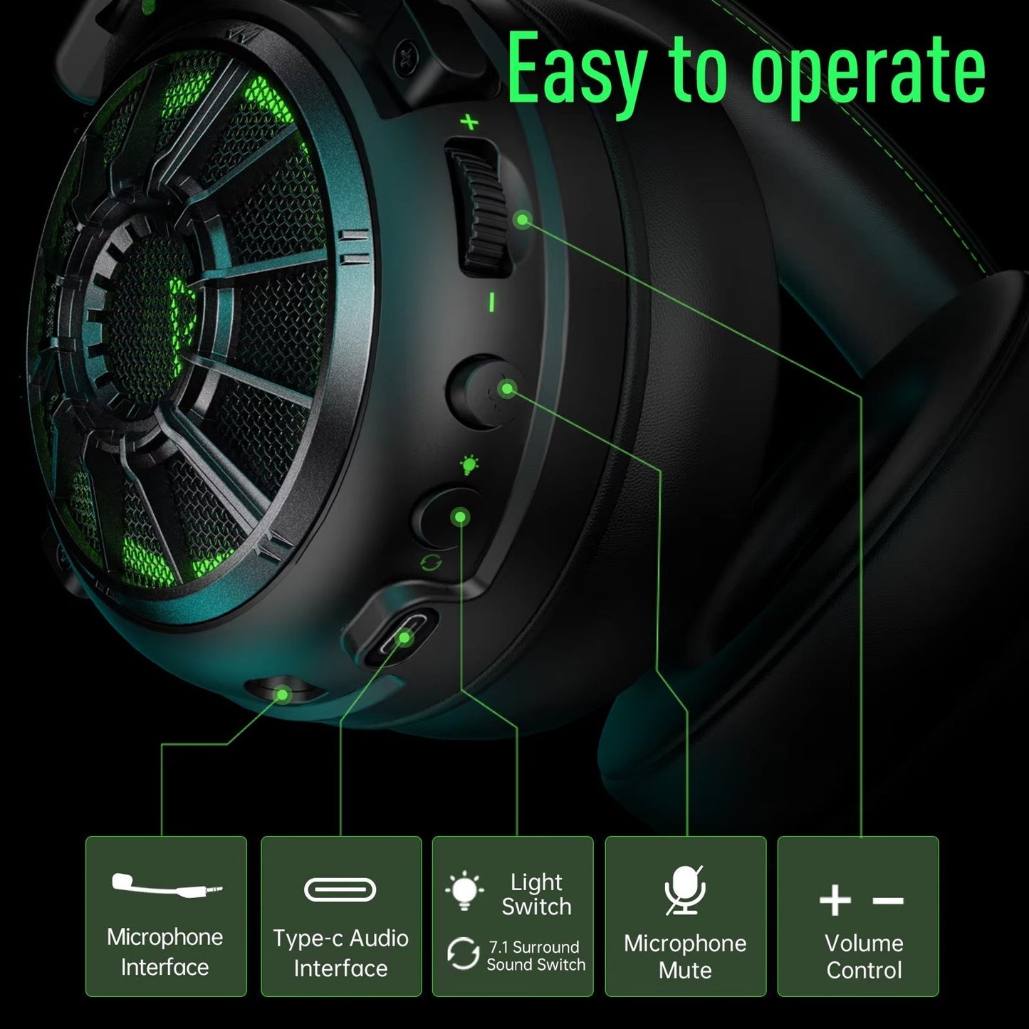 PC Gaming Headset Featuring 7.1 Surround Sound Audio