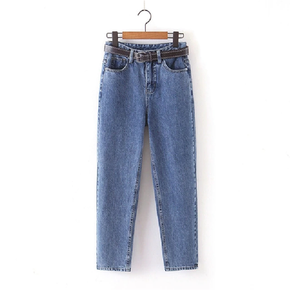 Stretchy Waist Long Trousers for Women with Belted Design