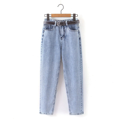 Stretchy Waist Long Trousers for Women with Belted Design