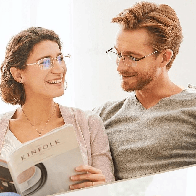 Dual-Use Reading Glasses with Titanium Frame for Distance and Near Vision