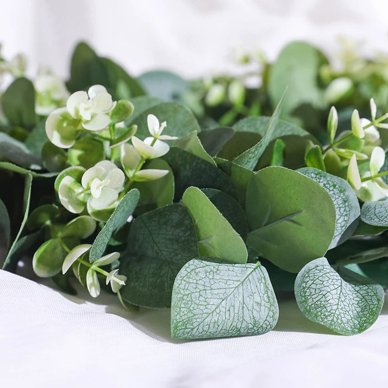 Handmade Eucalyptus Wreath with Artificial Flowers for Home, Wedding & Christmas