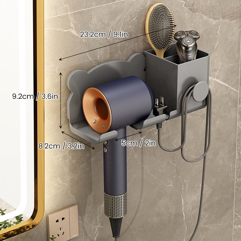 Wall-Mounted Holder for Hair Dryer in Bathroom