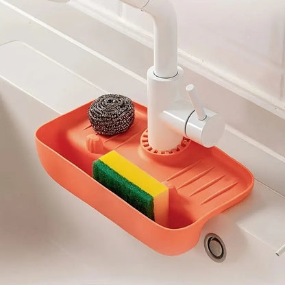 Silicone Dish Drying Mat with Splash Guard and Organizer | 27 × 14 × 5 cm