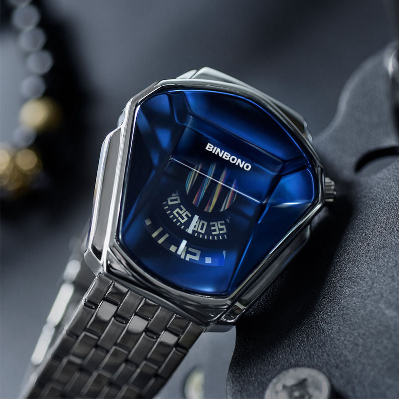 Men's Quartz Watch with Diamond Design