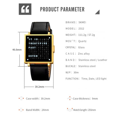 Stylish Text Display Watch for Every Occasion