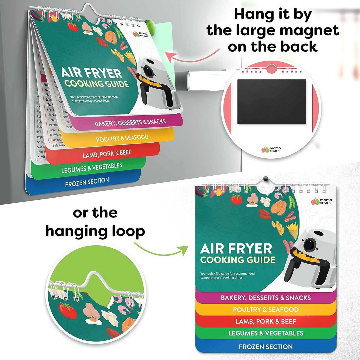 Cooking Guide Booklet with Air Fryer Cheat Sheet Magnets