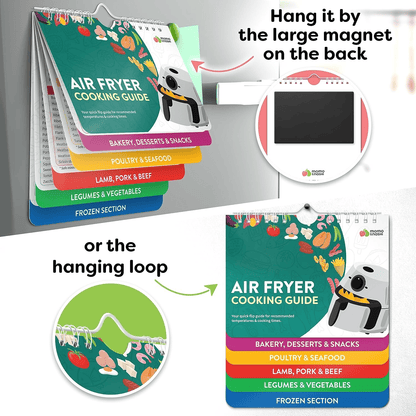 Cooking Guide Booklet with Air Fryer Cheat Sheet Magnets