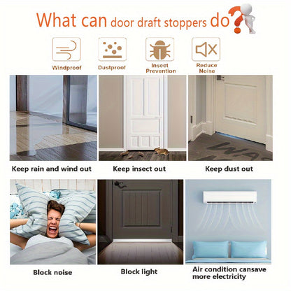 Door Draft Stopper Seal - Silicone Door Scratch Guard with Durable Adhesive and Sound Insulation
