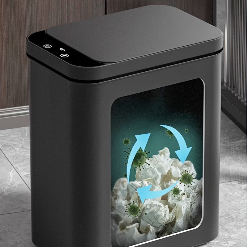 Compact Touchless Trash Can Set with Smart Sensors – 2 Pack (Black)