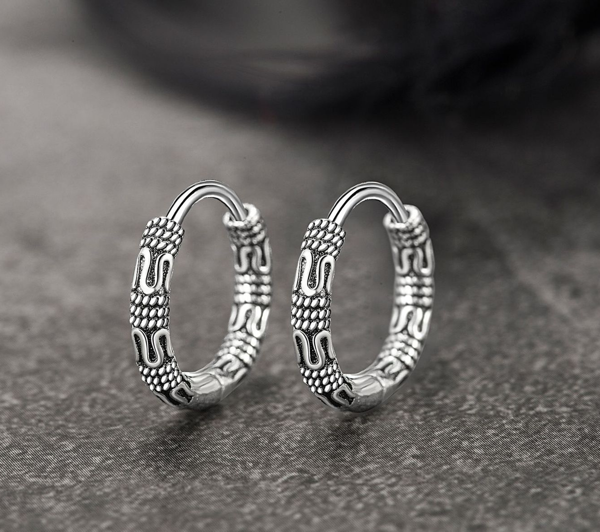 Hoop Earrings in 925 Sterling Silver - Vintage Style