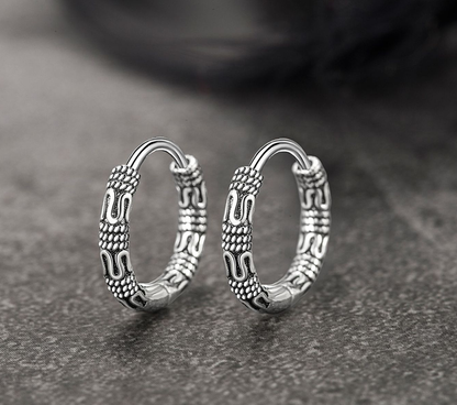 Hoop Earrings in 925 Sterling Silver - Vintage Style