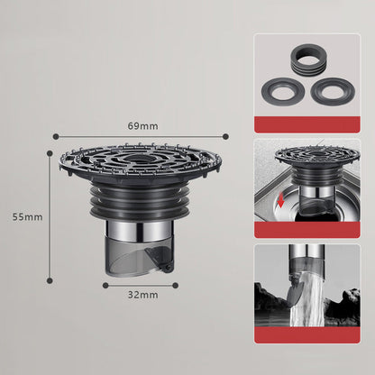 Floor Drain with Hair Catcher and Self-Closing Mechanism