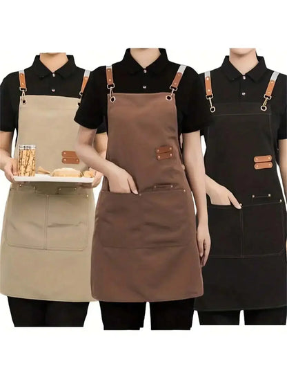 Unisex Waterproof Apron | Cross-Back Design | Adjustable Straps | Large Pockets
