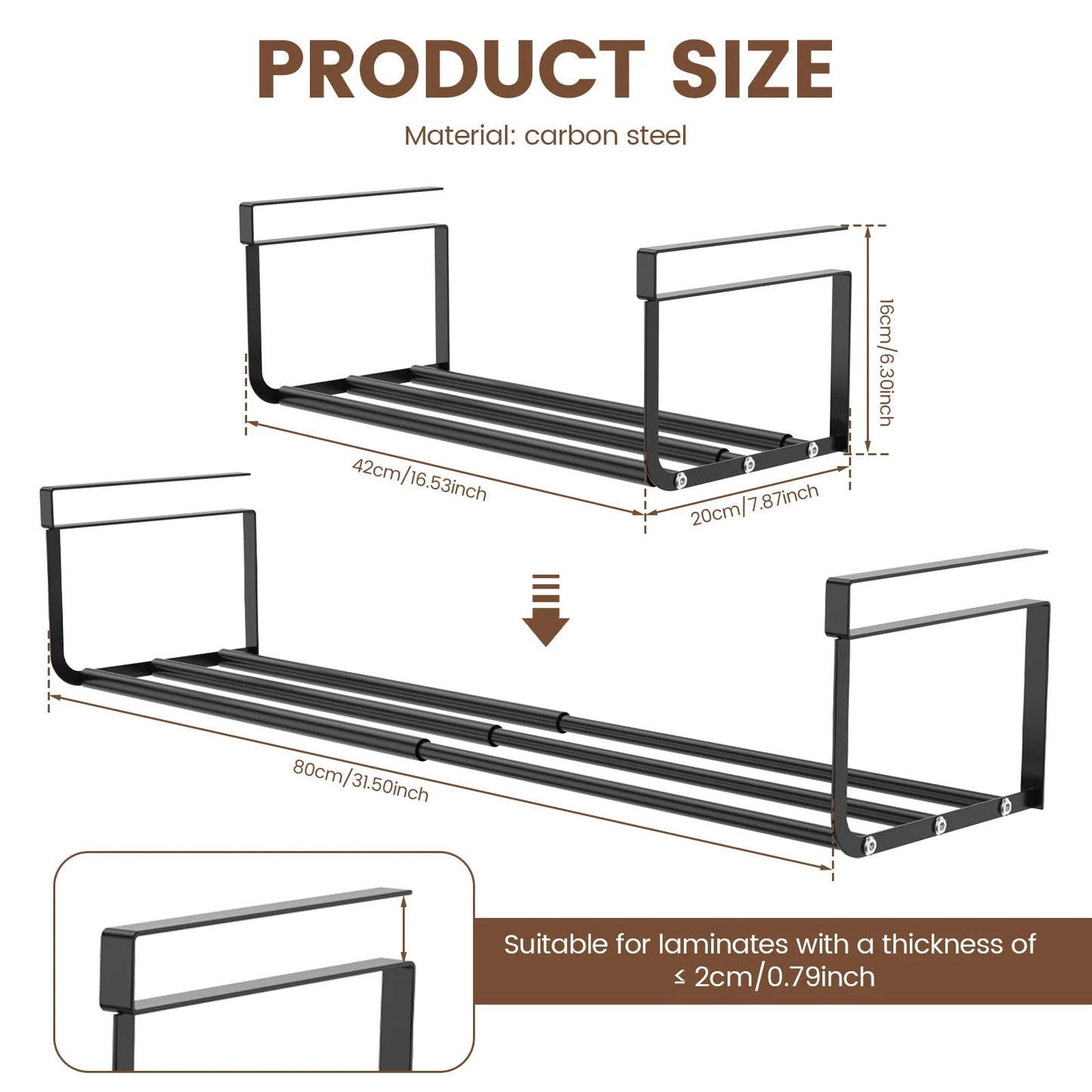 Adjustable Under-Counter Shelf | Versatile Storage Basket | Steel Frame | Extends 15.2–27.8 inches