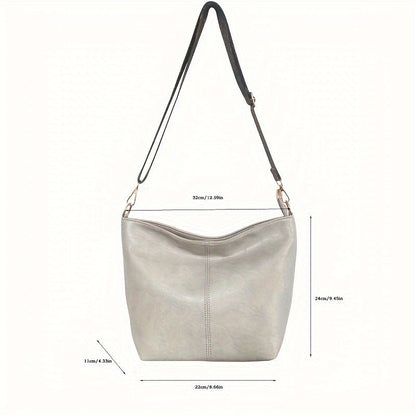 Urban White Messenger Bag with Zipper – CityPure PU Shoulder Style