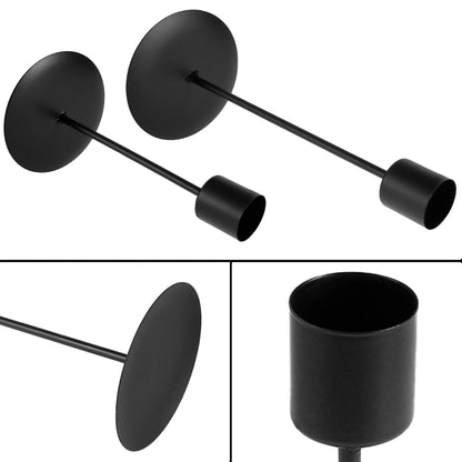 Set of 2 Black Metal Candle Holders | Elegant Table and Wedding Decor