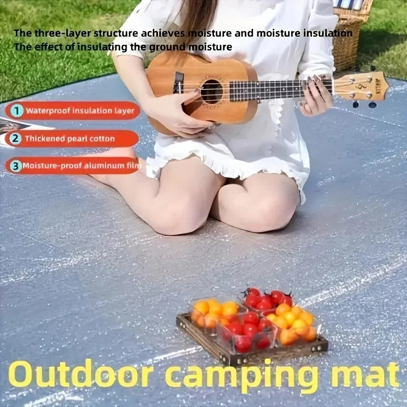 Waterproof Picnic Blanket for Outdoor Use | Double-Layered Aluminium Foil | Moisture Resistant & Portable for Camping and Beach