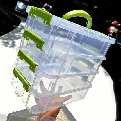 Extra Large Storage Container with Lid | Clear Plastic | 4-Tier Stackable Toy Organizer