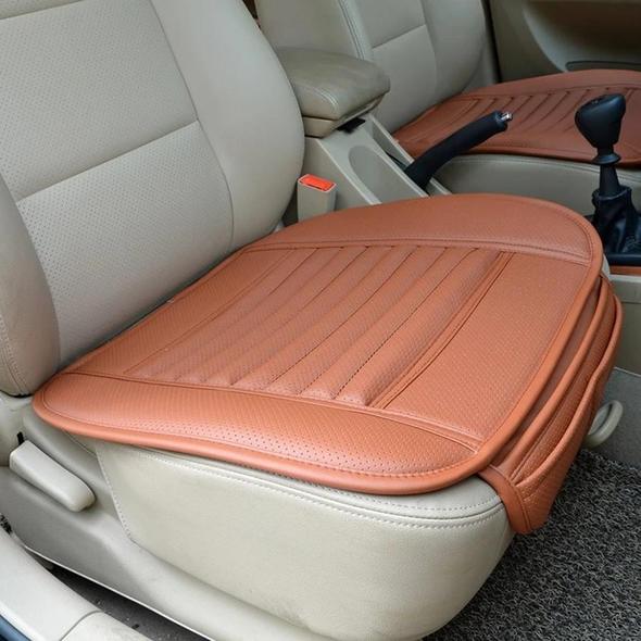 Bamboo Charcoal Car Seat Cushion - Odor Absorbing Leather Design for All Seasons