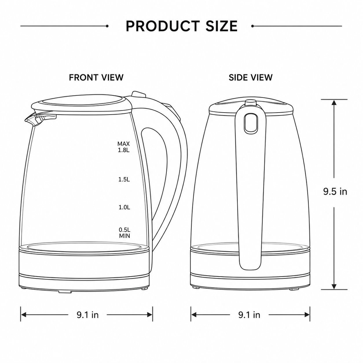 LED Illuminated Electric Glass Kettle - 1.8 Liters