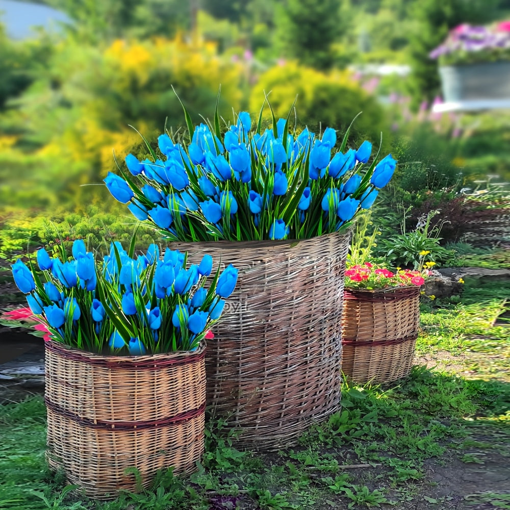 6-Pack Artificial Tulip Bouquets – UV-Resistant and Realistic for Home and Garden Decor