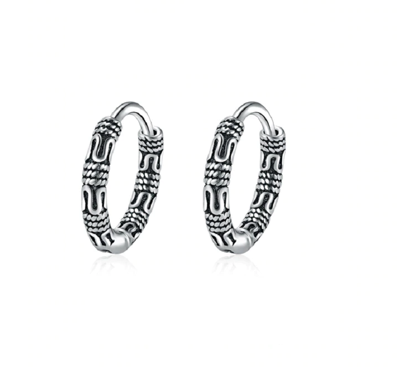 Hoop Earrings in 925 Sterling Silver - Vintage Style