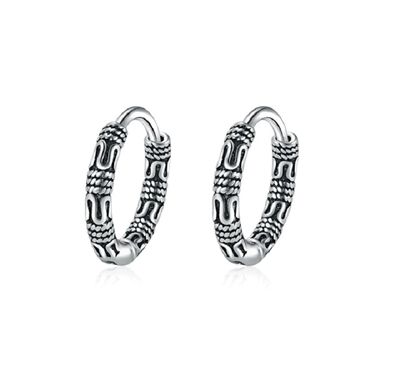 Hoop Earrings in 925 Sterling Silver - Vintage Style