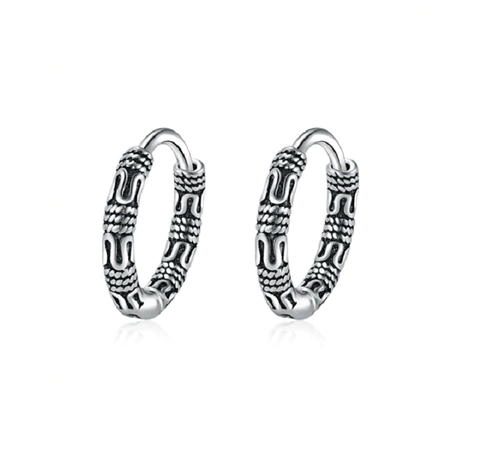 Hoop Earrings in 925 Sterling Silver - Vintage Style